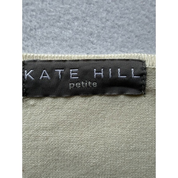 Kate Hill Top Women Petite Large Ivory Floral Scoop Neck 3/4 Sleeve Lightweight - Picture 10 of 14